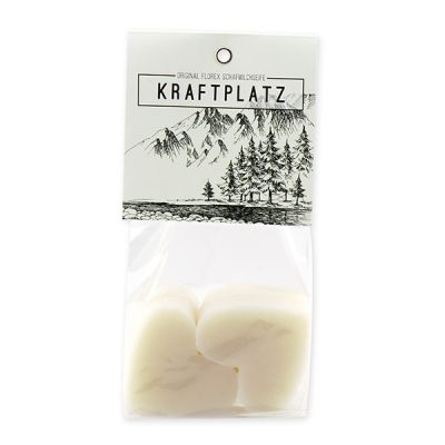 Sheep milk soap heart 4x23g 150g packed in a cellophane bag "Kraftplatz", Edelweiss 