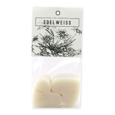 Sheep milk soap heart 4x23g packed in a cellophane bag "Edelweiß", Edelweiss 