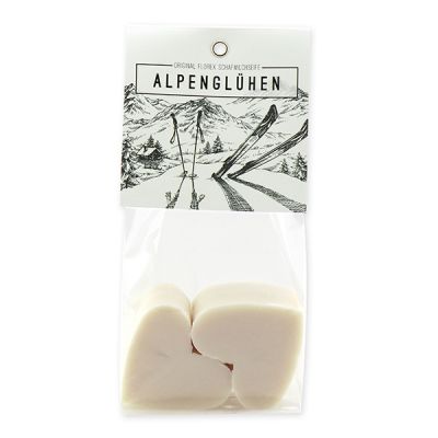 Sheep milk soap heart 4x23g packed in a cellophane bag "Alpenglühen", Christmas rose white 