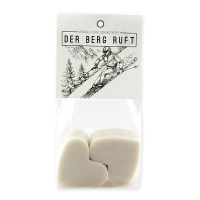 Sheep milk soap heart 4x23g packed in a cellophane bag "Der Berg ruft", Christmas rose white 