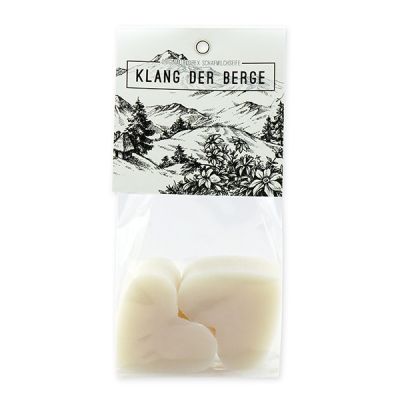 Sheep milk soap heart 4x23g packed in a cellophane bag "Klang der Berge", Edelweiss 