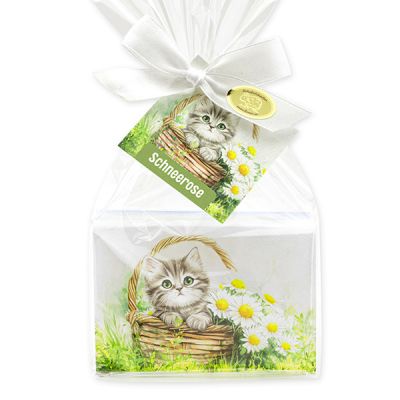 Schafmilchseife eckig 150g "Naturzauber Motiv 2" in Cello, Schneerose 