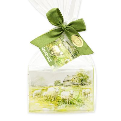 Schafmilchseife eckig 150g "Naturzauber Motiv 4" in Cello, Eisenkraut 