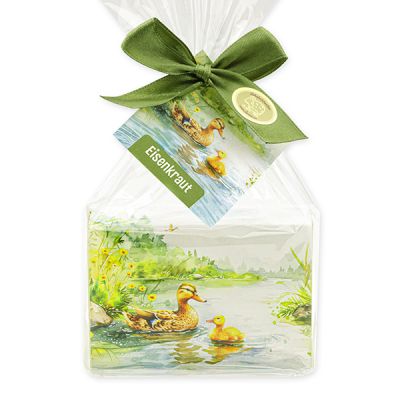 Schafmilchseife eckig 150g "Naturzauber Motiv 5" in Cello, Eisenkraut 