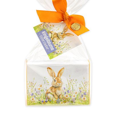 Schafmilchseife eckig 150g "Osterzauber Motiv 8" in Cello, Ringelblume 