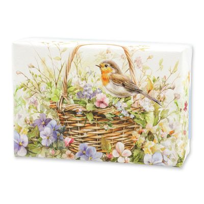 Schafmilchseife eckig 150g "Naturzauber Motiv 11", Wildrose mit Blüten 