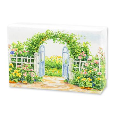 Schafmilchseife eckig 150g "Gartenzauber Motiv 1", Vergissmeinnicht 
