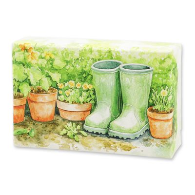 Schafmilchseife eckig 150g "Gartenzauber Motiv 8", Gartenseife 