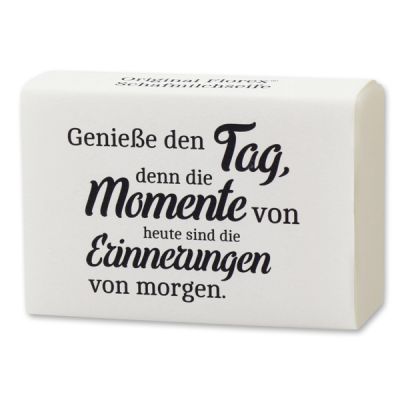 Schafmilchseife eckig 150g "Genieße den Tag...", Edelweiß 