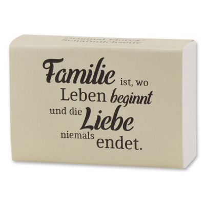 Schafmilchseife eckig 150g "Familie ist, wo Leben beginnt...", Schneerose 