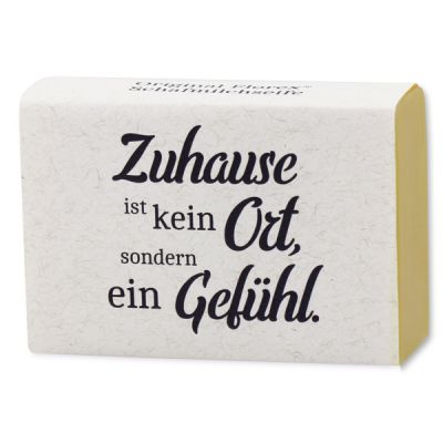 Schafmilchseife eckig 150g "Zuhause ist kein Ort...", Zirbe 