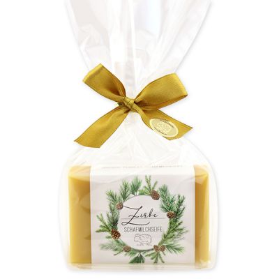 Sheep milk soap 150g in a cellophane bag "Einzigartige Augenblicke", Swiss pine 