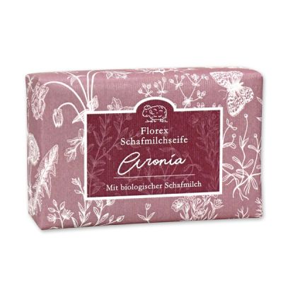 Schafmilchseife eckig liegend 150g "Florentine" im gerillten Papier, Aronia 