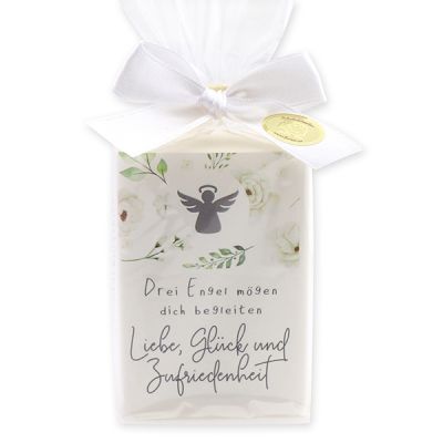 Sheep milk soap 150g in a cellophane bag "Drei Engel mögen dich...", Christmas rose white 