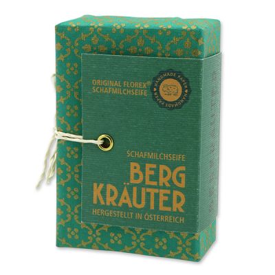 Schafmilchseife eckig 150g "Handmade Paper - Special Edition", Bergkräuter 