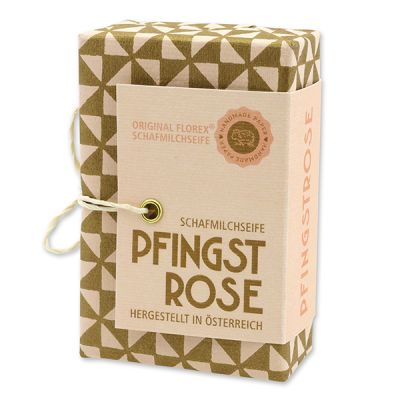 Schafmilchseife eckig 150g "Handmade Paper - Special Edition", Pfingstrose 