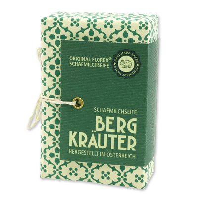 Schafmilchseife eckig 150g "Handmade Paper - Special Edition", Bergkräuter 