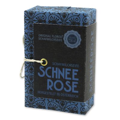 Schafmilchseife eckig 150g "Handmade Paper - Special Edition", Schneerose 