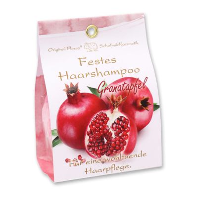 Festes Haarshampoo mit Schafmilch 58g in Papier-Tasche, Granatapfel 
