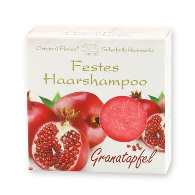 Festes Haarshampoo mit Schafmilch 58g in Papier-Schachtel, Granatapfel 
