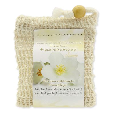 Festes Haarshampoo mit Schafmilch 58g im Waschbeutel, Jasmin 