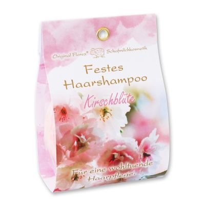 Festes Haarshampoo mit Schafmilch 58g in Papier-Tasche, Kirschblüte 
