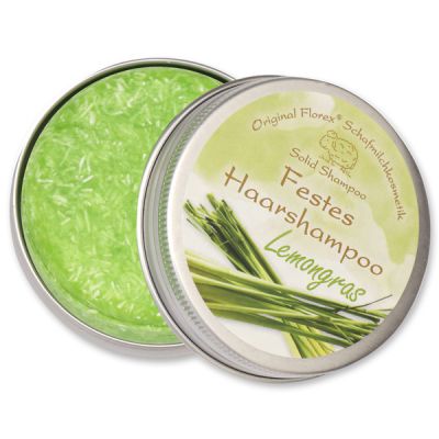 Solid hair shampoo with sheep milk 58g in a container, Lemongrass 