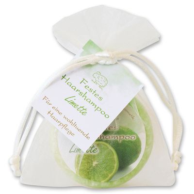 Festes Haarshampoo mit Schafmilch 58g im Organzasackerl, Limette 