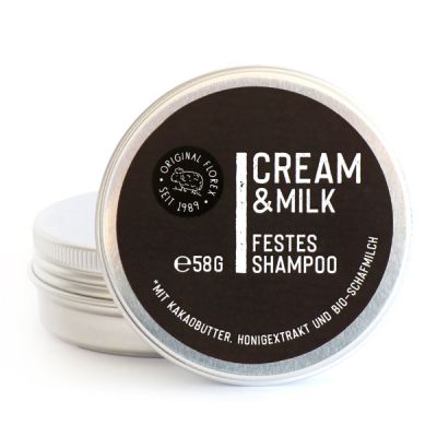 Festes Haarshampoo 58g Cream & Milk in Dose "Black Edition", Schwarz 