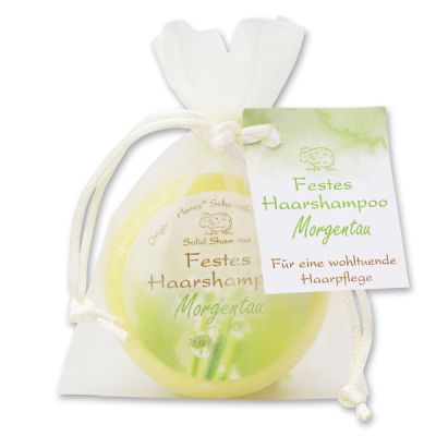 Festes Haarshampoo mit Schafmilch 58g im Organzasackerl, Morgentau 