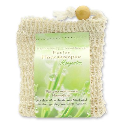 Festes Haarshampoo mit Schafmilch 58g im Waschbeutel, Morgentau 