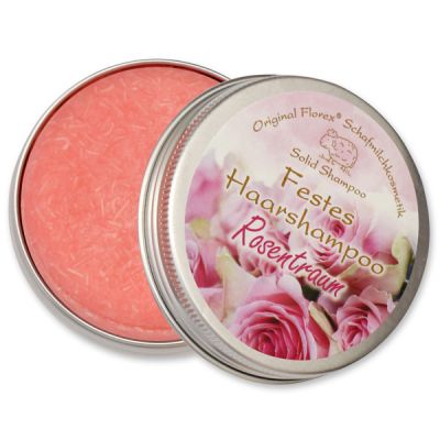 Solid hair shampoo with sheep milk 58g in a container, Dream of roses 