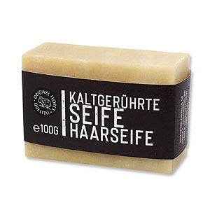 Kaltgerührte Spezialseife 100g "Black Edition", Haarseife 