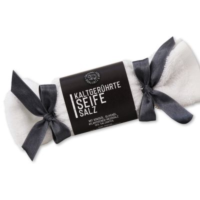 Cold-stirred special soap 100g in a washing cloth white "Black Edition", Salt without parfume 