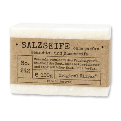 Cold-stirred special soap 100g packed in cello "Pure soaps", Salt without parfume 
