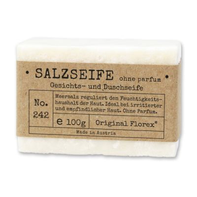 Cold-stirred special soap 100g packed in cello "Pure soaps", Salt without perfume 
