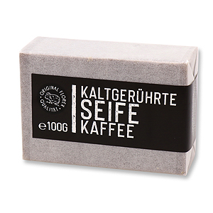 Kaltgerührte Spezialseife 100g weiß verpackt "Black Edition", Kaffee 