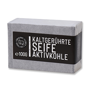 Cold-stirred special soap 100g packed white "Black Edition", Activated carbon 