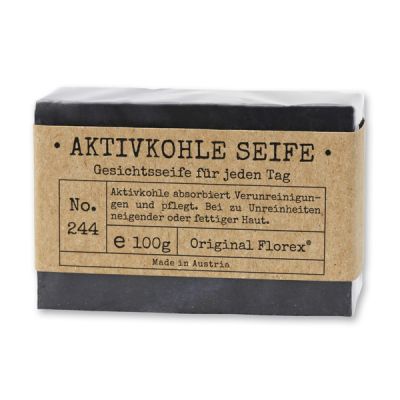 Kaltgerührte Spezialseife 100g "Pure Soaps" in Cello, Aktivkohle 