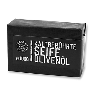 Kaltgerührte Seife 100g schwarz verpackt "Black Edition", Olivenöl 