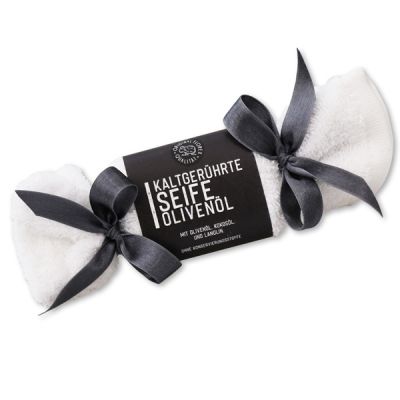 Cold-stirred soap 100g in a washing cloth white "Black Edition", Olive oil 