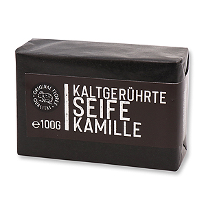 Kaltgerührte Seife 100g schwarz verpackt "Black Edition", Kamille 