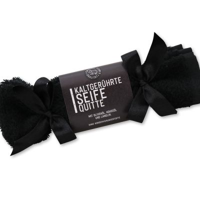Cold-stirred soap 100g in a washing cloth black "Black Edition", Quince 