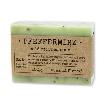 Kaltgerührte Seife 100g in Cello "Pure Soaps", Pfefferminz 