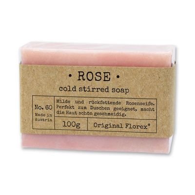 Cold-stirred soap 100g packed in cello "Pure Soaps", Rose 