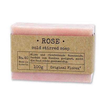 Kaltgerührte Seife 100g in Cello "Pure Soaps", Rose 