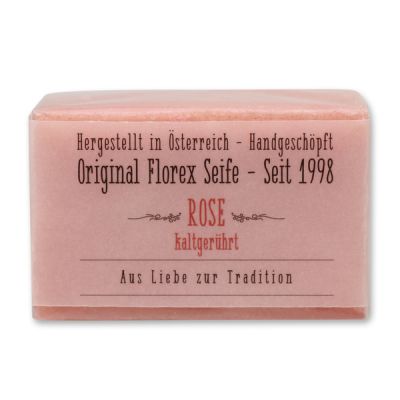 Kaltgerührte Seife 100g in Cello "Aus Liebe zur Tradition", Rose 