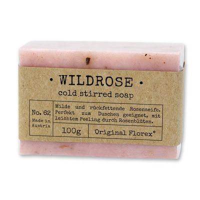 Cold-stirred soap 100g packed in cello "Pure Soaps", Wild rose with petals 