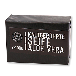 Kaltgerührte Seife 100g schwarz verpackt "Black Edition", Aloe Vera 