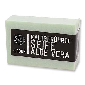 Cold-stirred soap 100g packed white "Black Edition", Aloe vera 